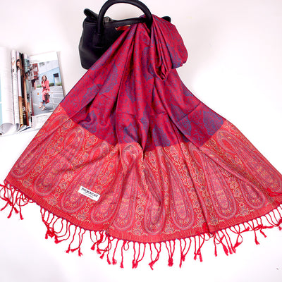 Foulard Étnico de Cachemira Dual-uso con Jacquard y Borlas - Image 37