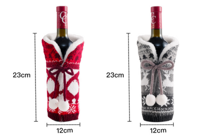 Juego de Copas para Vino Navideño con Bolas de Lana Roja - Image 6