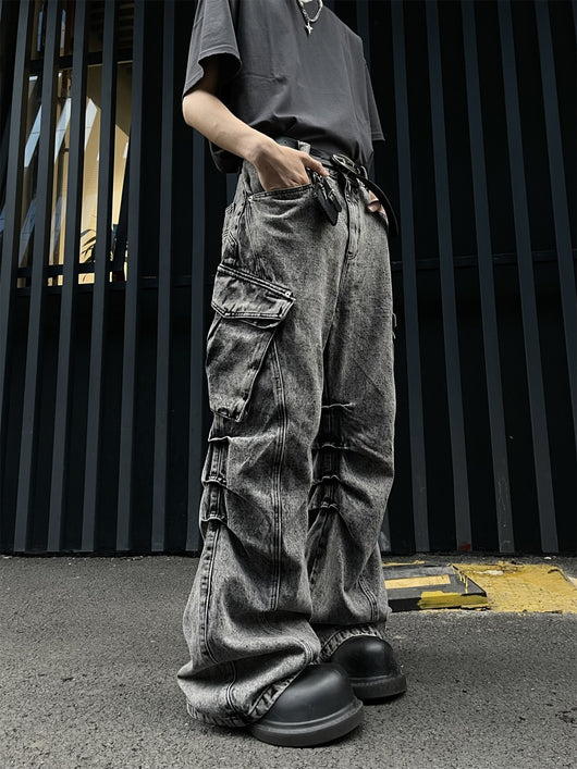 Pantalones de Trabajo Plisados Cintura Alta Pierna Ancha con Bolsillos - Image 5