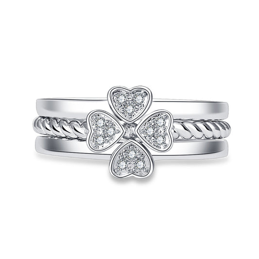 Anillo Trébol de Cuatro Hojas 3 en 1 para Mujer - Ajustable y Versátil - Image 2