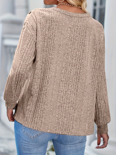 Blusa Manga Larga Cuello Redondo con Cierre Decorativo - Image 9