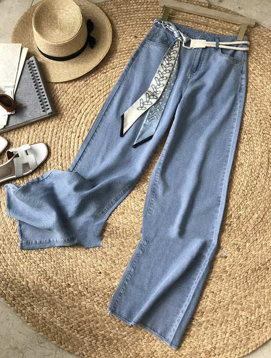 Pantalones Denim Tencel de Cintura Alta y Pierna Ancha - Image 9