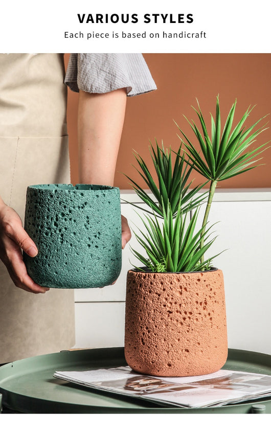 Maceta de Cemento Nórdico con Bandeja - Diseño Volcánico Transpirable para Plantas - Image 20