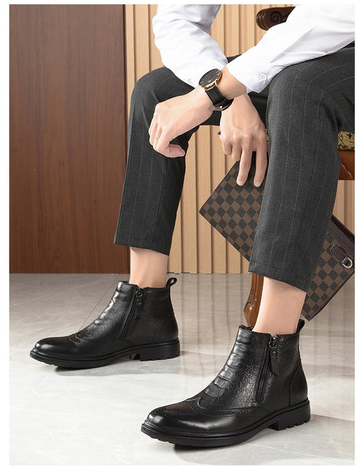 Botas Altas de Cuero con Aumento de Altura - Estilo Brogue Trendy Talla 46 - Image 15