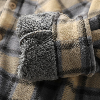 Abrigo Acolchado de Lana Escocesa con Forro Polar para Otoño e Invierno - Image 12