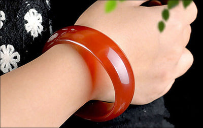 Pulsera de Jade Natural y Ónice - Brazalete Ancho Pulido Translúcido para Mujer - Image 8