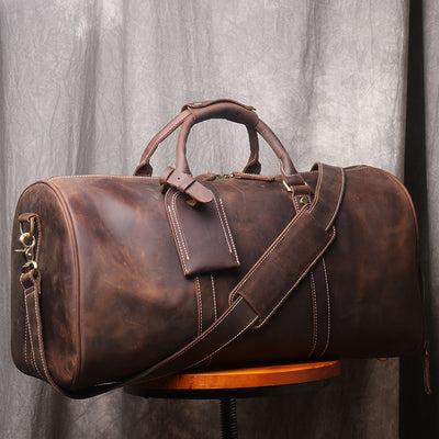 Bolsa de Viaje Retro en Cuero Crazy Horse Estilo Europeo Americano para Hombre - Image 3