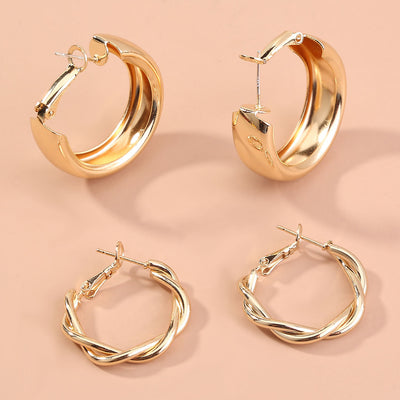 Aretes Geométricos C-Shape | Juego de Combinables Elegantes y Minimalistas