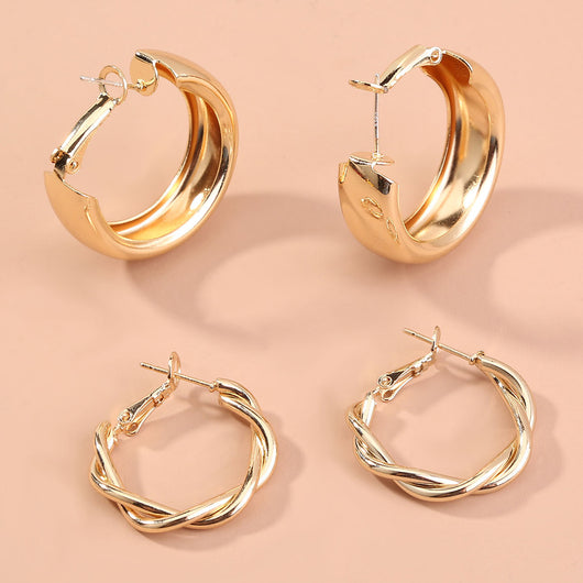 Aretes Geométricos C-Shape | Juego de Combinables Elegantes y Minimalistas