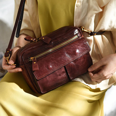 Bolso Crossbody de Cuero Artesanal Estilo Británico para Mujer - Image 2