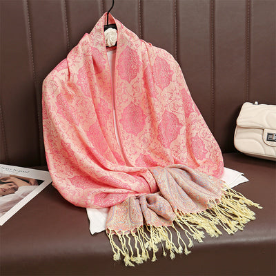 Bufanda Étnica Vintage con Flecos y Tejido Jacquard para Mujer - Image 23