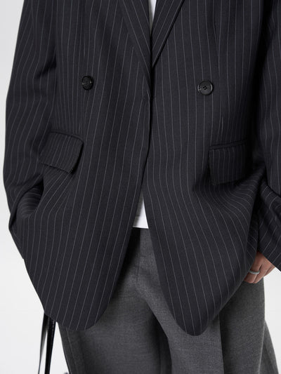 Blazer Casual de Solapa Ancha con Rayas - Silueta Esbelta y Temperamento Refinado - Image 11