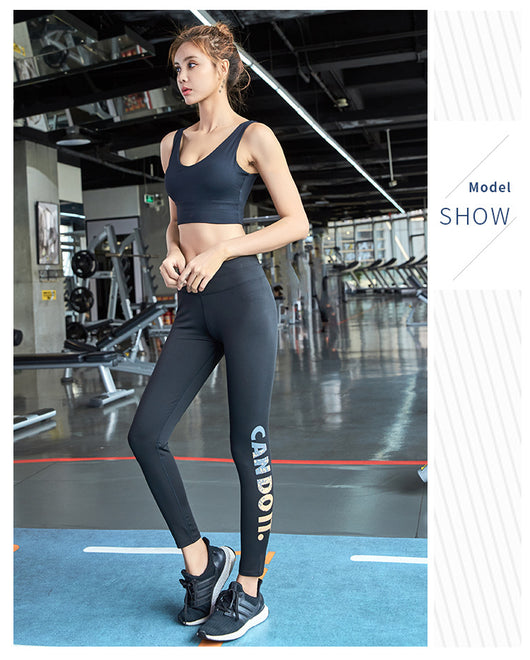 Pantalones de Yoga Cintura Alta con Estampado de Letras de Secado Rápido - Image 9