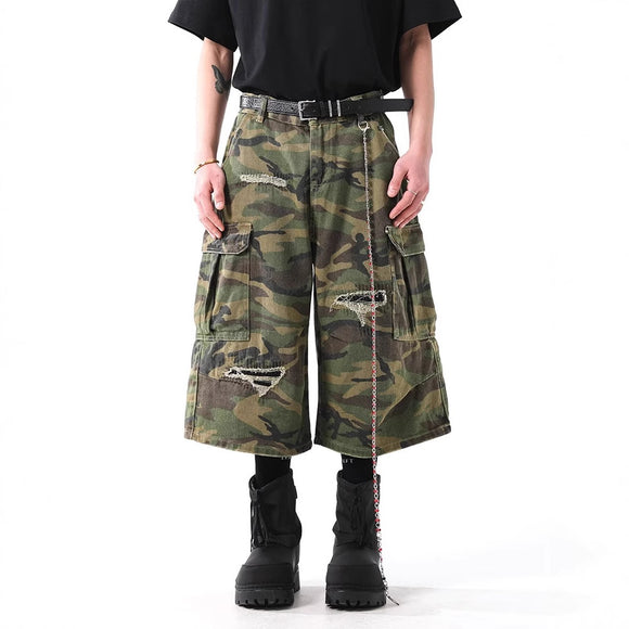 Pantalones Cargo Camuflaje Retro Cortos