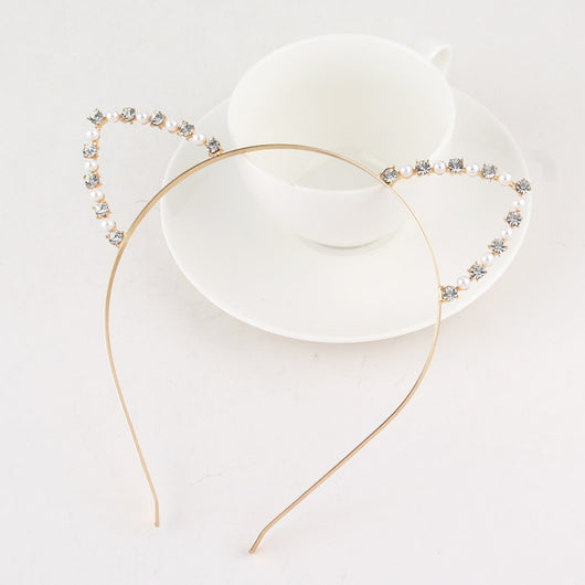 Diadema de Orejas de Gato con Perlas y Diamantes - Image 5