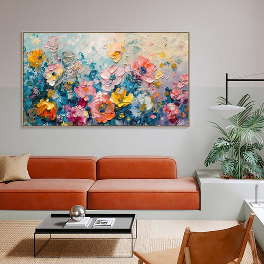 Cuadro al Óleo Pintado a Mano Rosas Flores Lienzo Grande Decoración Hogar - Image 3