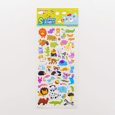 Sheet of colorful puffy alphabet stickers with cute cartoon animals, food, and objects for decoration. - Image 22