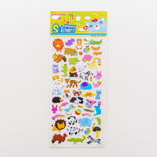 Sheet of colorful puffy alphabet stickers with cute cartoon animals, food, and objects for decoration. - Image 22