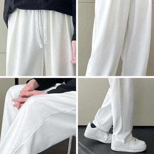 Pantalón Blanco Hombre Corte Recto Amplio Drapeado - Image 3