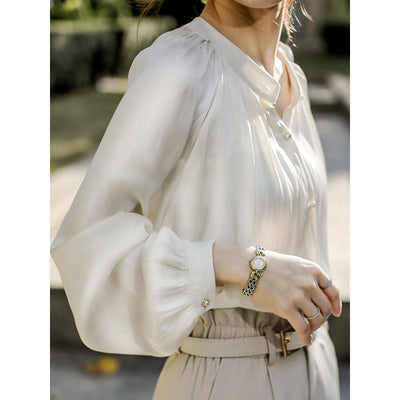 Blusa Retro de Satén Acetato para Mujer - Estilo Europeo Elegante - Image 4