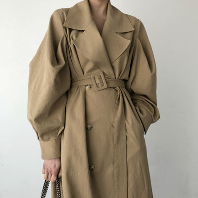 Abrigo Impermeable Largo Estilo Coreano Corte Holgado Temperamento Británico - Image 11