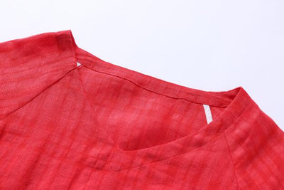 Vestido Largo de Lino y Algodón con Cuello en V y Bordado Jacquard Literario - Image 15