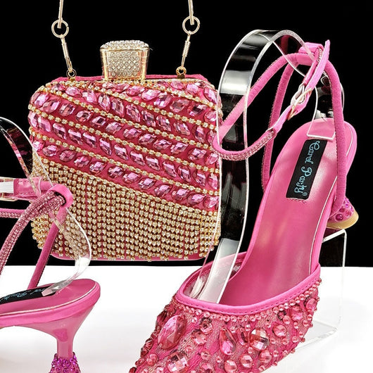 Sandalias de Tacón Alto con Strass y Bolso a Juego con Borlas 3D - Image 4