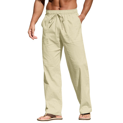 Pantalones de Playa para Hombre en Algodón y Lino con Cintura Elástica - Image 5