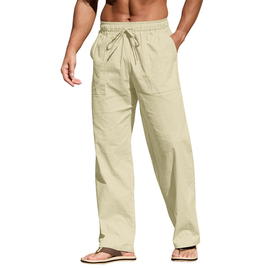 Pantalones de Playa para Hombre en Algodón y Lino con Cintura Elástica - Image 5