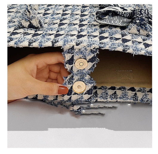 Bolso Tote Texturizado a Cuadros de Gran Capacidad para Viajeros - Image 4