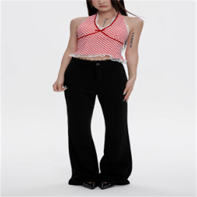 Pantalón Acampanado Negro Talle Alto con Detalles de Encaje para Verano - Image 11
