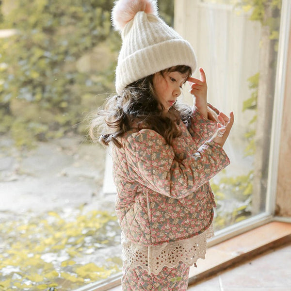 Abrigo Acolchado Floral para Niña - Diseño Dulce y Cálido
