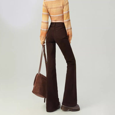 Pantalones Acampanados Talle Alto Moldeadores Marrón para Mujer Petite - Image 5