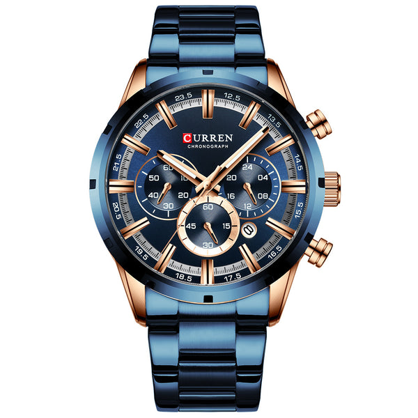 Reloj de Acero Inoxidable Multifunción con Calendario y Correa Metálica para Hombre - Image 5