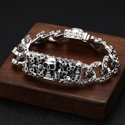Pulsera de Plata S925 Estilo Hip Hop con Diseño de Vid Eterna y Nariz de Cerdo Personalizable para Hombre