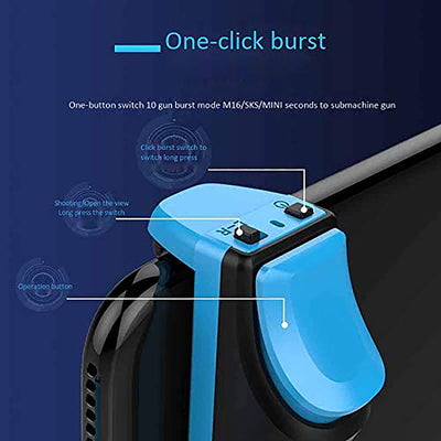 Pair of black and blue Bluetooth game buttons for mobile phones, featuring a trigger design for enhanced gaming. - Image 9