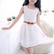 Vestido Princesa Niña con Chaleco de Encaje Calado y Cinturón