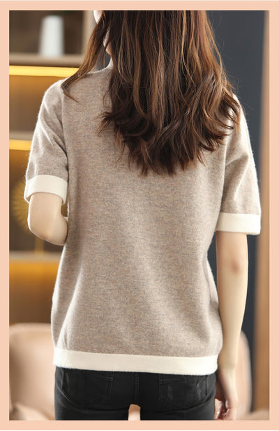 Suéter Cuello Alto Corto de Lana Tejida Oversize - Image 9