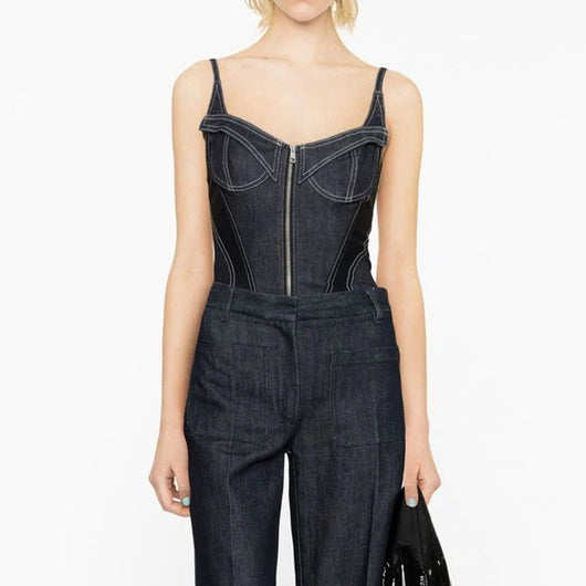 Enterizo Denim Sin Mangas Ajustado para Mujer - Image 9