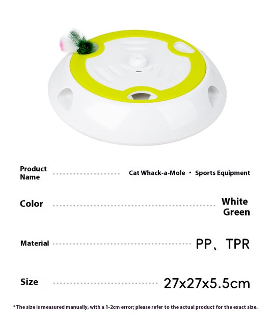 Electric cat toy with white and lime green base, feather attachment, and two replacement feather heads. - Image 7