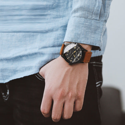 Reloj Mecánico Automático Retro Cuero Genuino Estilo Ejecutivo - Image 3