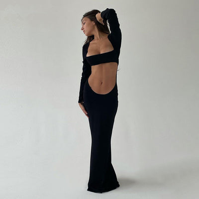 Vestido Largo de Noche Elegante con Detalles Calados - Image 9