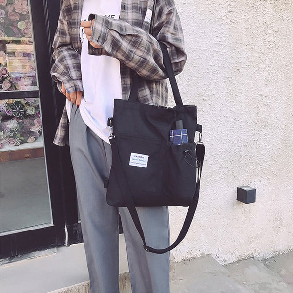 Mochila Estilo Harajuku con Bolsillos - Bolsa de Lona para Estudiantes y Mujeres