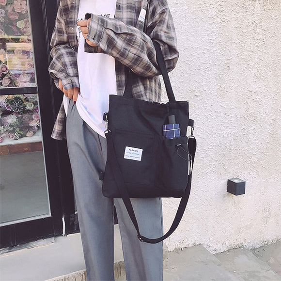 Mochila Estilo Harajuku con Bolsillos - Bolsa de Lona para Estudiantes y Mujeres