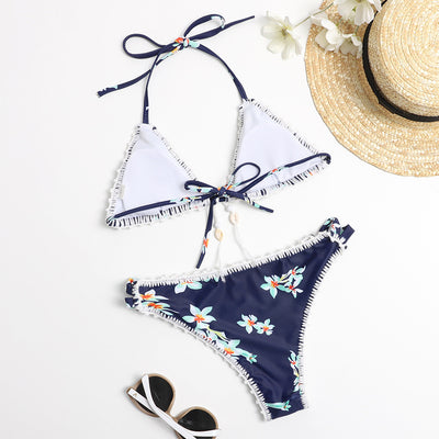 Bikini Tejido a Mano Azul Marino con Estampado Split Body - Cintura Baja Sexy - Image 7