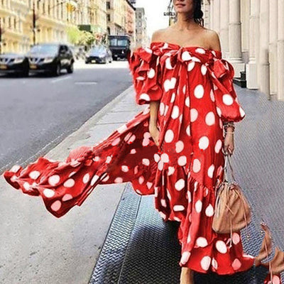 Vestido Bohemio de Lunares para Mujer con Hombros Descubiertos - Image 2
