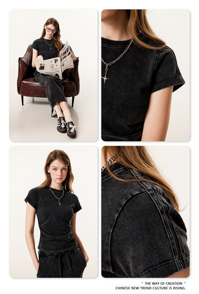 Camiseta Americana de Cintura Fruncida con Efecto Reductor - Image 15