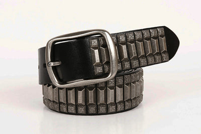 Cinturón Hip-Hop Pagoda Retro con Remaches de Cuero Genuino Unisex - Image 7