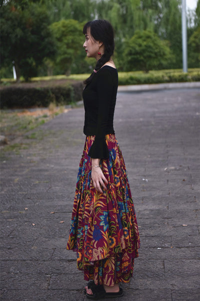 Falda Étnica de Algodón y Lino con Estampado - Image 17
