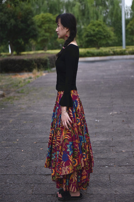 Falda Étnica de Algodón y Lino con Estampado - Image 17